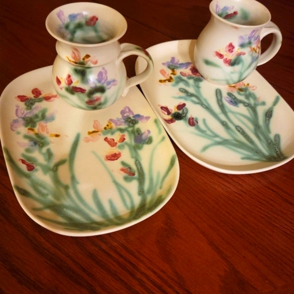 Cup & plate tea set "hand made" Beautiful set of two